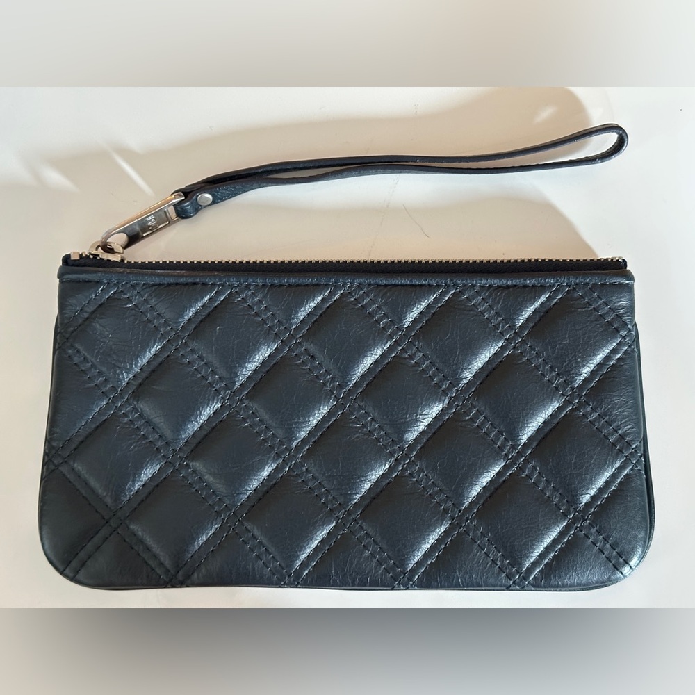 Like New Marc Jacobs Quilted Navy Leather Wristlet / Clutch